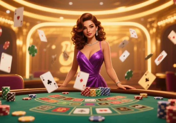 Mesa de bacará com apostas ativas